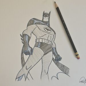 Batman Dark Knight DC Comics drawing/sketch WB animation hand made art signed